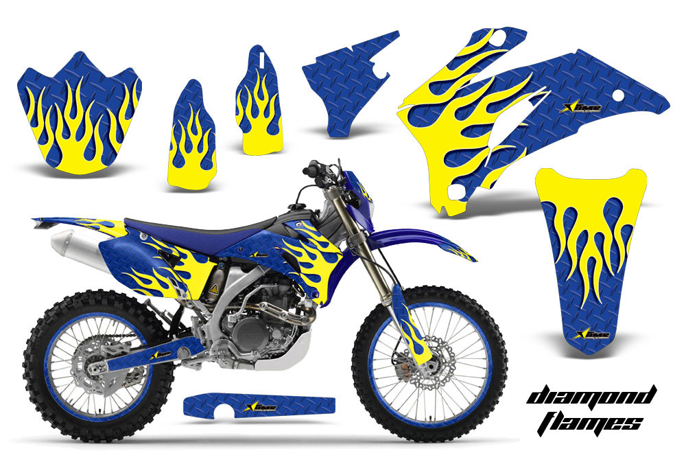 Yamaha WR450F Dirt Bike Graphic Kit - 2007-2011 Diamond Flames Yellow