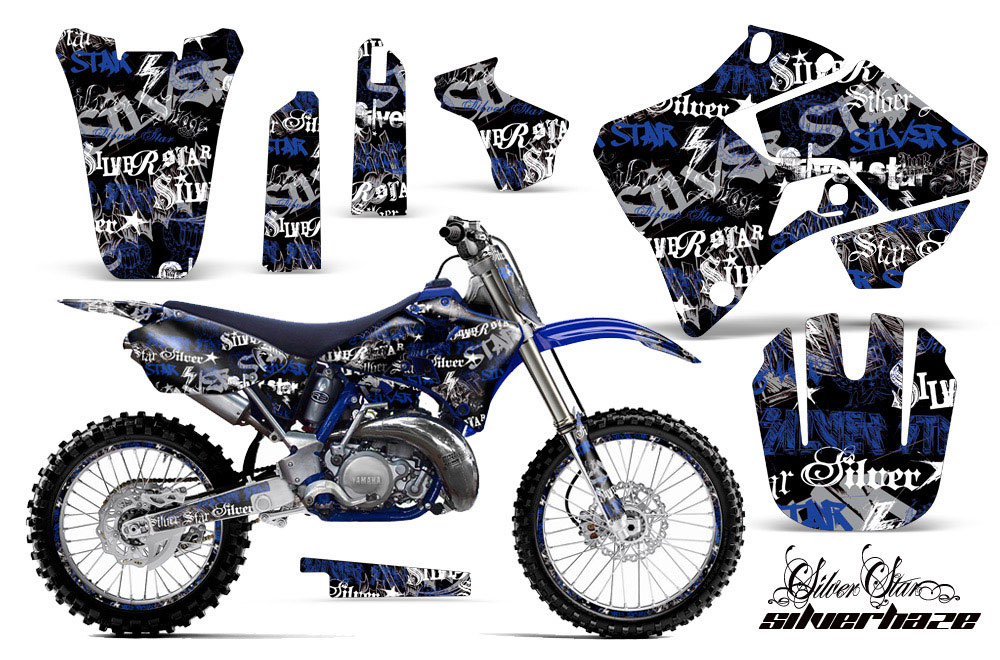 Yamaha YZ250 2 Stroke Dirt Bike Graphic Kit - 1996-2001 Silver Star - Silverhaze Blue