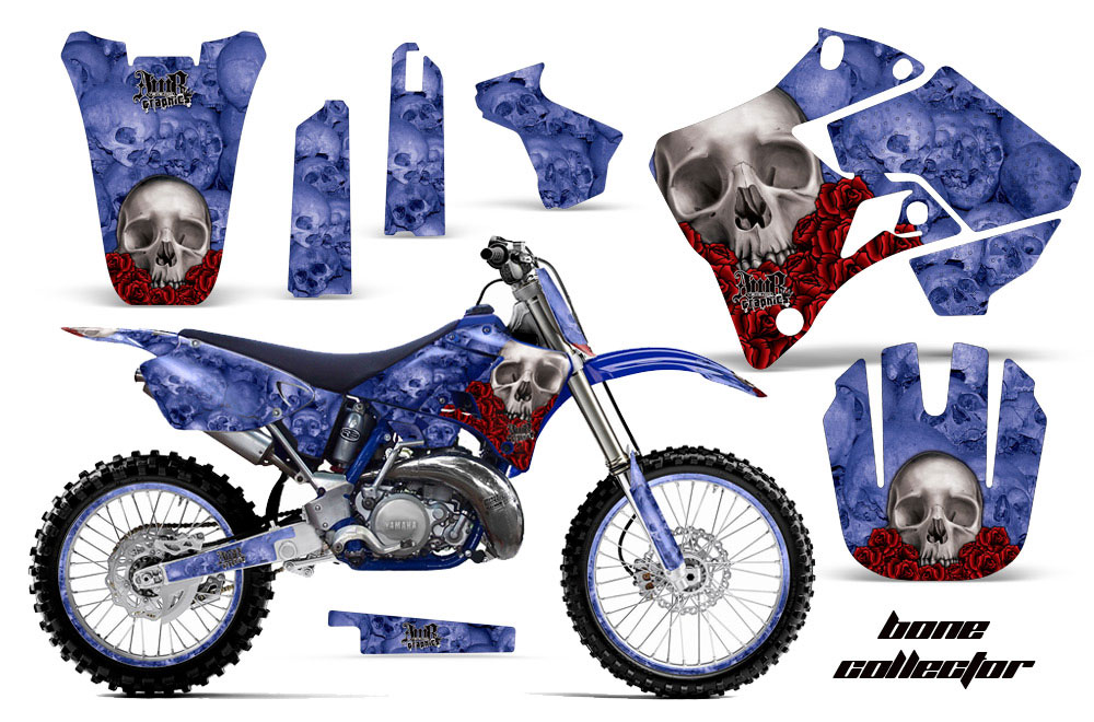Yamaha YZ250 2 Stroke Dirt Bike Graphic Kit - 1996-2001 Bone Collector Blue