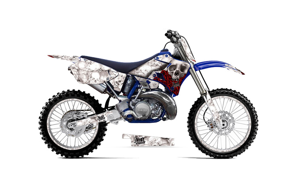 Yamaha YZ125 2 Stroke Dirt Bike Graphic Kit - 1996-2001 Bone Collector White
