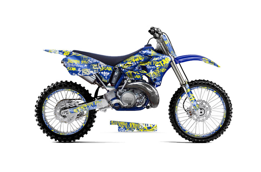 Yamaha YZ125 2 Stroke Dirt Bike Graphic Kit - 1996-2001 Silver Star - Silverhaze Yellow