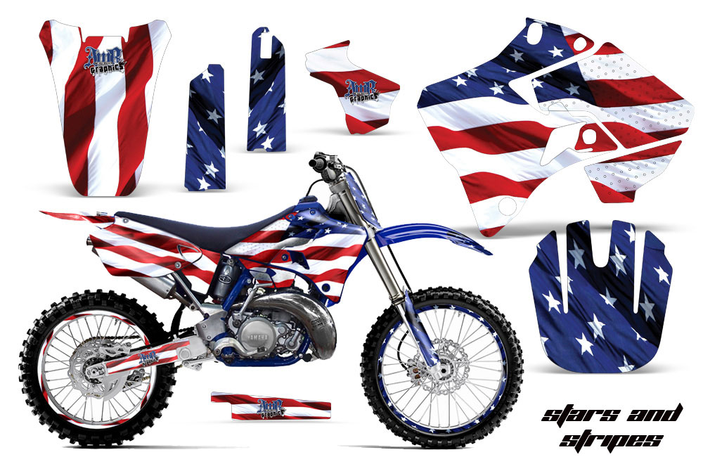 Yamaha YZ125 2 Stroke Dirt Bike Graphic Kit - 1996-2001 Stars and Stripes Red White & Blue