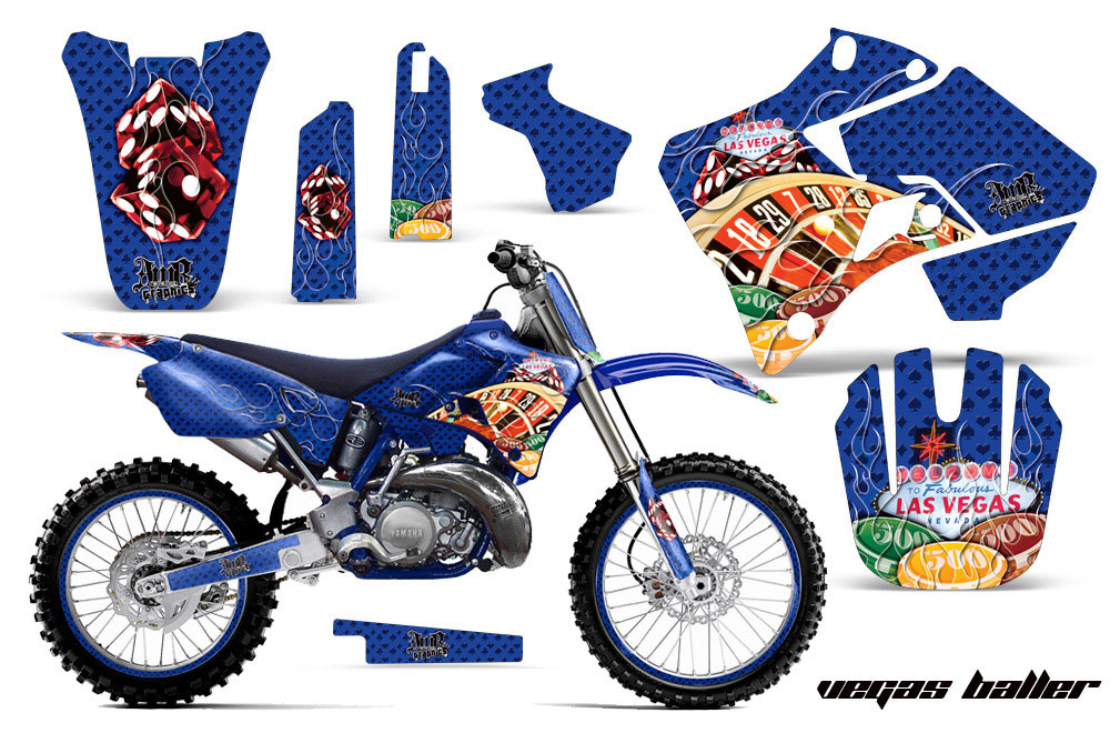 Yamaha YZ250 2 Stroke Dirt Bike Graphic Kit - 1996-2001 Vegas Baller Blue