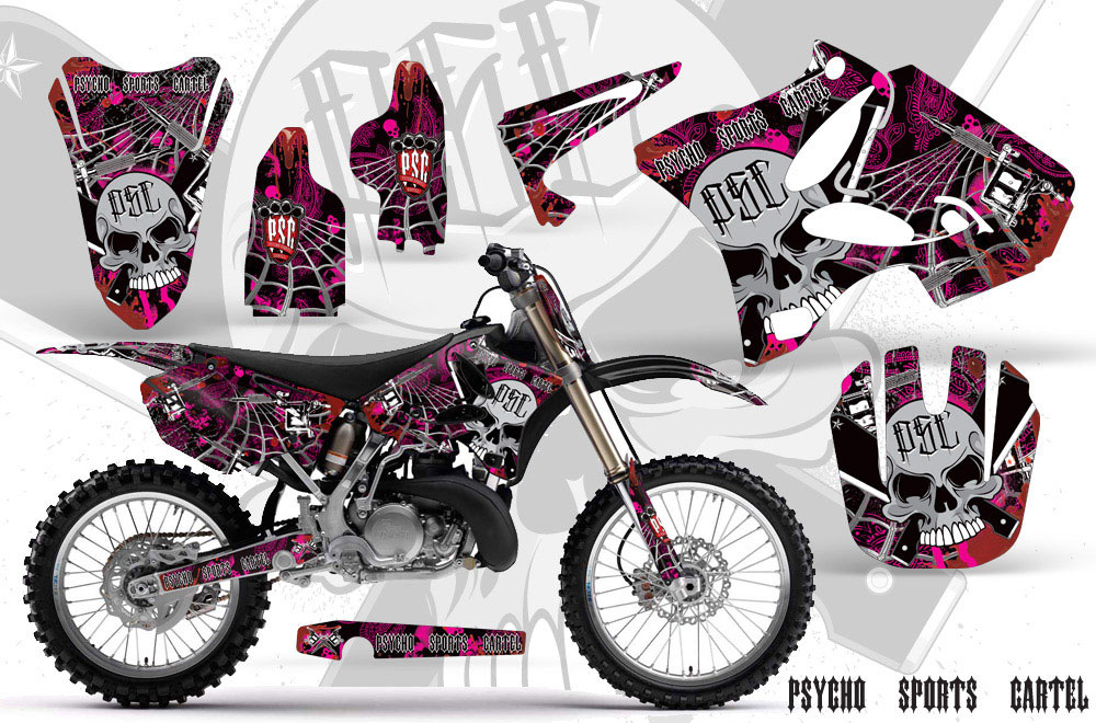 Yamaha YZ125 2 Stroke Dirt Bike Graphic Kit - 2002-2014 Psycho Sports Cartel Pink