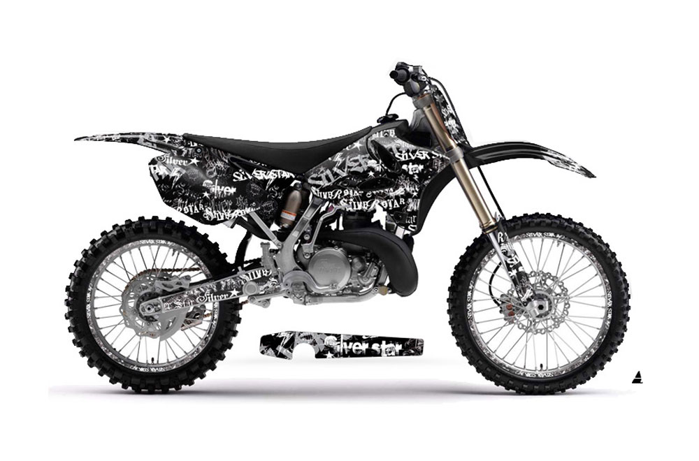 Yamaha YZ250 2 Stroke Dirt Bike Graphic Kit - 2002-2014 Silver Star - Silverhaze White