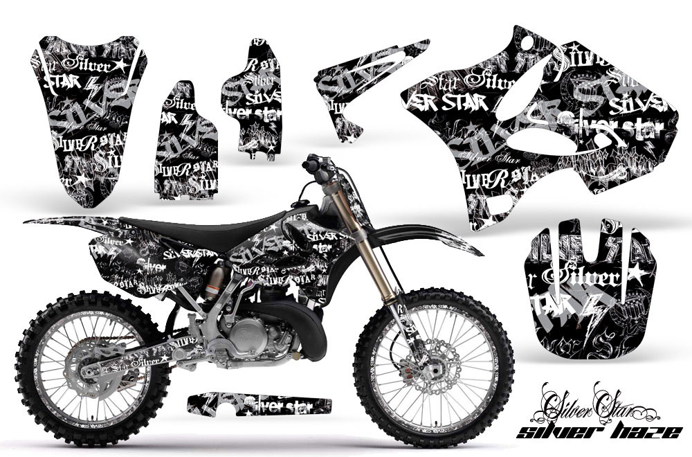 Yamaha YZ250 2 Stroke Dirt Bike Graphic Kit - 2002-2014 Silver Star - Silverhaze White