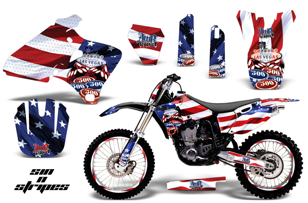 Yamaha YZ400 4 Stroke Dirt Bike Graphic Kit - 1998-2002 Sin and Stripes