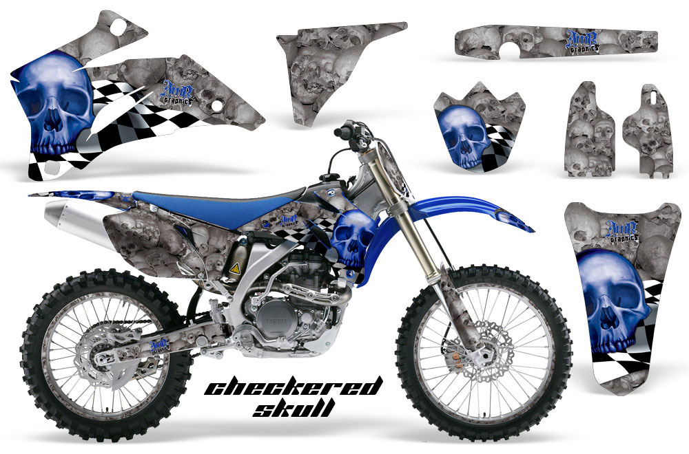 Yamaha YZ250F / YZ450F Dirt Bike Graphic Kit - 2006-2009 Checkered Skull Blue