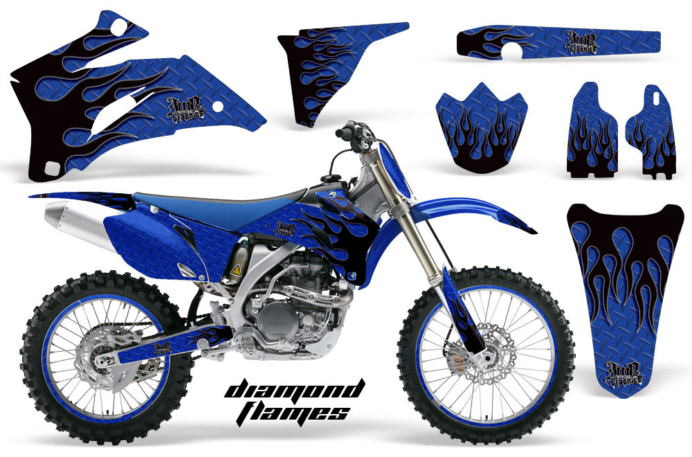 Yamaha YZ250F / YZ450F Dirt Bike Graphic Kit - 2006-2009 Diamond Flames Blue