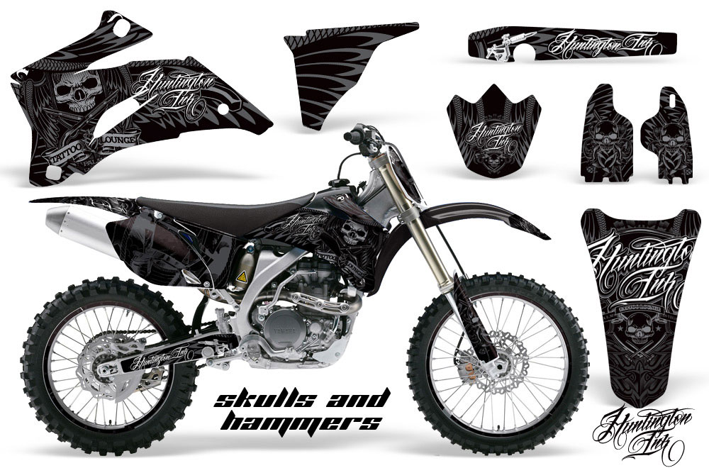 Yamaha YZ250F / YZ450F Dirt Bike Graphic Kit - 2006-2009 Skulls and Hammers Black