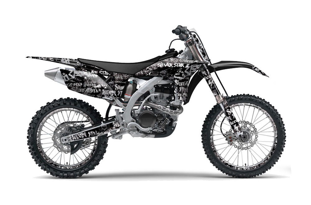 Yamaha YZ250 F 4 Stroke Dirt Bike Graphic Kit - 2010-2013 Silver Star - Silverhaze Black