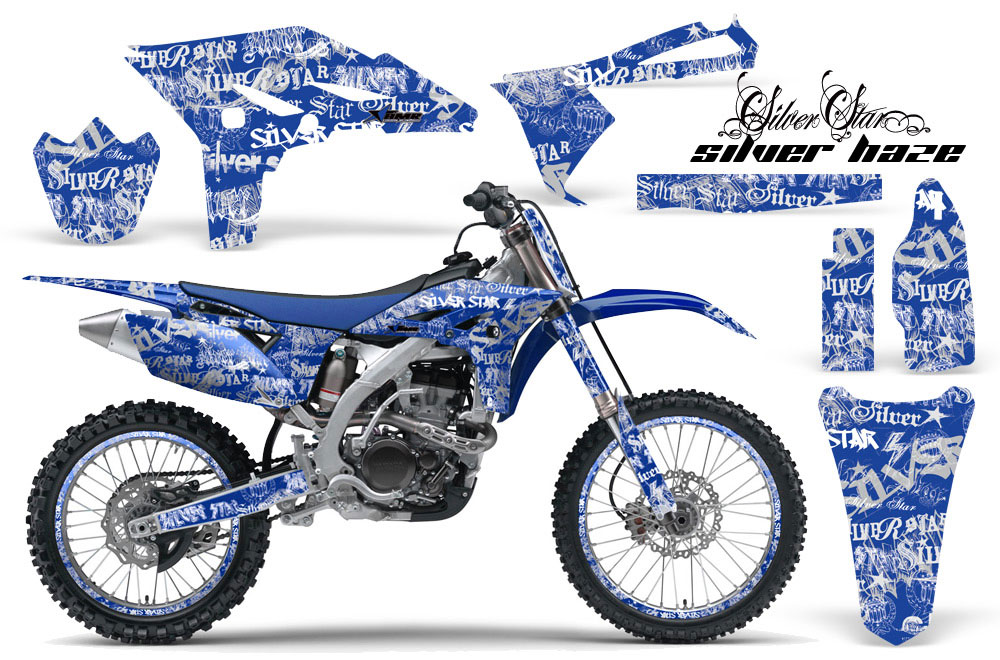 Yamaha YZ250 F 4 Stroke Dirt Bike Graphic Kit - 2010-2013 Silver Star - Silverhaze Blue