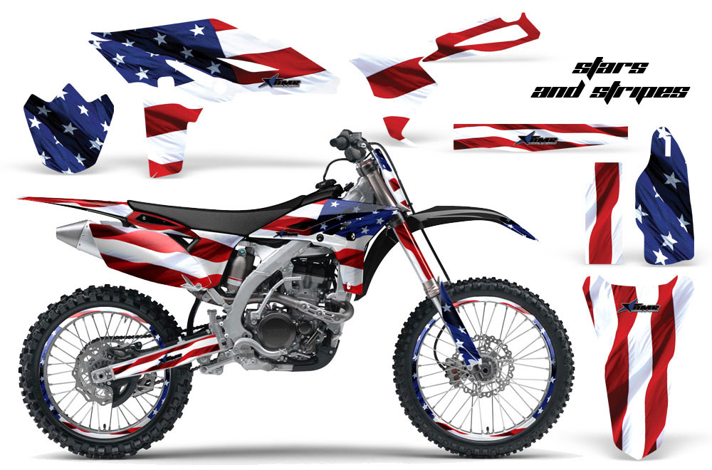 Yamaha YZ250 F 4 Stroke Dirt Bike Graphic Kit - 2010-2013 Stars and Stripes Red White & Blue