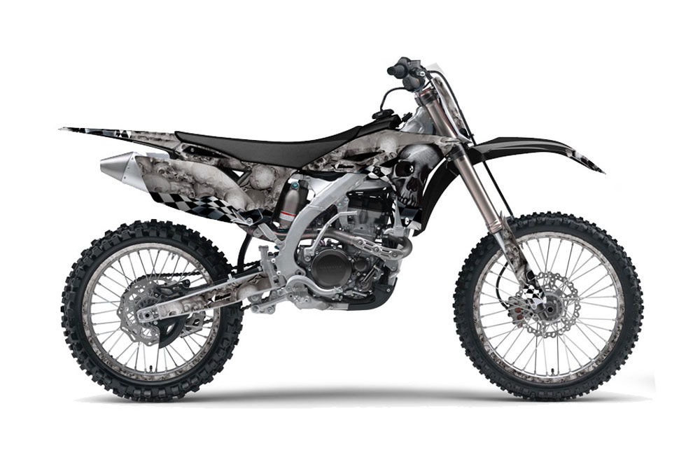 Yamaha YZ250 F 4 Stroke Dirt Bike Graphic Kit - 2010-2013 Checkered Skull Black