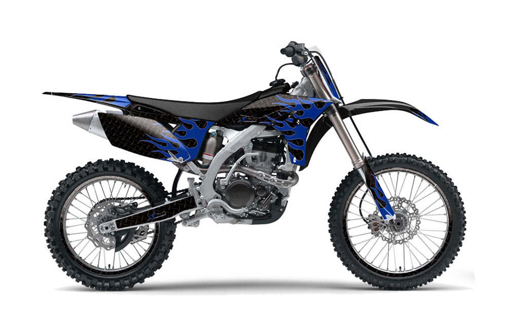 Yamaha YZ250 F 4 Stroke Dirt Bike Graphic Kit - 2010-2013 Diamond Flames Black